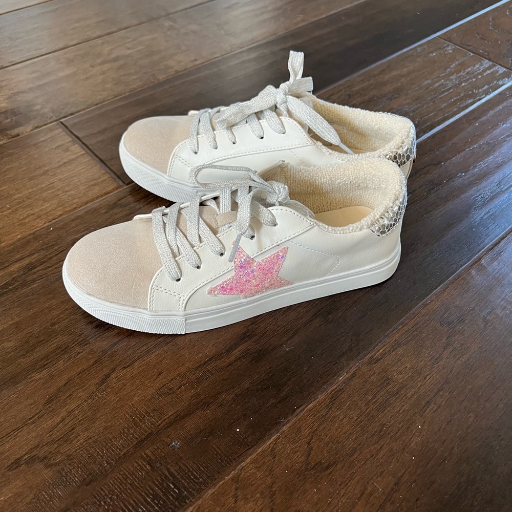 Steve Madden Girls Pink Glitter Star Sneakers Size 4 Youth Sparkle Retro - Picture 12 of 13
